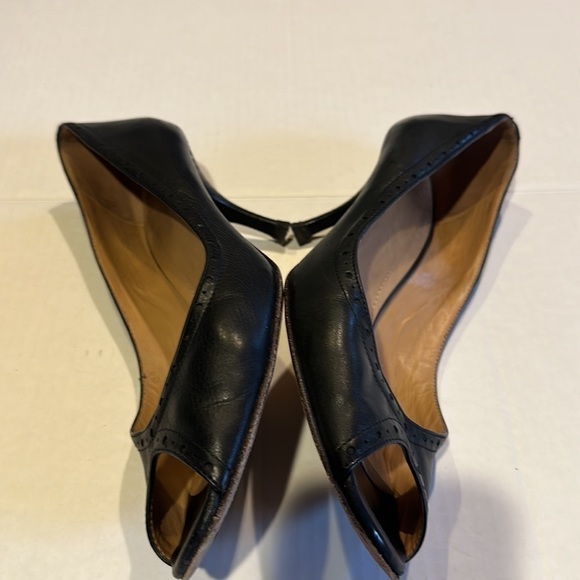 Banana Republic genuine leather open toe black heels made in Italy size 9 - Picture 3 of 9